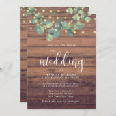 緑の素朴ストリングライト結婚式招待状 招待状 (正面/裏面)