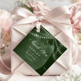 緑の素朴ツリーのライト彫りイニシャル結婚ズ フェイバータグ