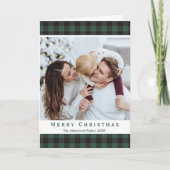 緑の素朴バッファローのプレイドメリークリスマスフォト シーズンカード (正面)