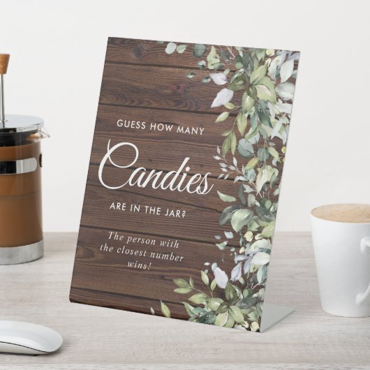 緑の素朴フローラ木材のキャンディ数サイン 台座サイン (インサイチュ)