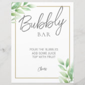 緑の素朴ブライダルシャワー気泡バー標識 (正面)