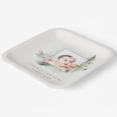 緑の素朴ユーカリのシダの葉の写真バプテスマ ペーパープレート (傾斜あり)