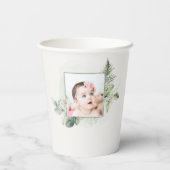 緑の素朴ユーカリのシダの葉の写真バプテスマ 紙コップ (裏面)