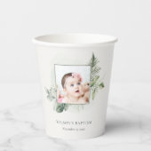 緑の素朴ユーカリのシダの葉の写真バプテスマ 紙コップ (正面)