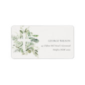 緑の素朴ユーカリのシダの葉クロスアドレス ラベル (正面)