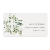 緑の素朴ユーカリのシダの葉クロスアドレス ラベル (正面)