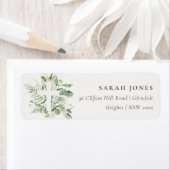 緑の素朴ユーカリのシダの葉クロスアドレス ラベル (インサイチュ)