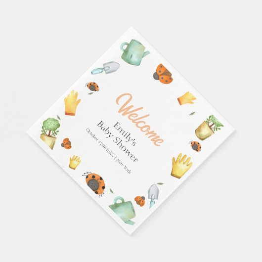 緑の素朴ラディバグガーデンベビーシャワー スタンダードランチョンナプキン (角)