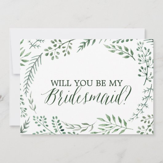 緑の素朴リースは私の花嫁のカードになる 招待状 (正面)