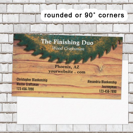 緑の素朴丸鋸木工の二重名 名刺