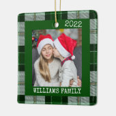 緑の素朴写真の格子模様のクリスマスオーナメント セラミックオーナメント (左)