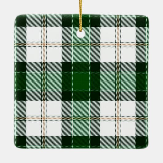 緑の素朴写真の格子模様のクリスマスオーナメント セラミックオーナメント (裏面)