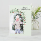 緑の素朴写真クリスマスカード赤い果実 シーズンカード (スタンド正面)