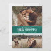 緑の素朴冬のクリスマス3フォトコラージュ シーズンカード (正面)