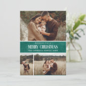 緑の素朴冬のクリスマス3フォトコラージュ シーズンカード (スタンド正面)