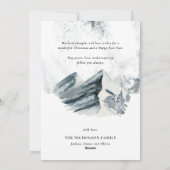 緑の素朴冬の松の木赤い(鳥)ショウジョウコウカンチョウ鳥 シーズンカード (裏面)