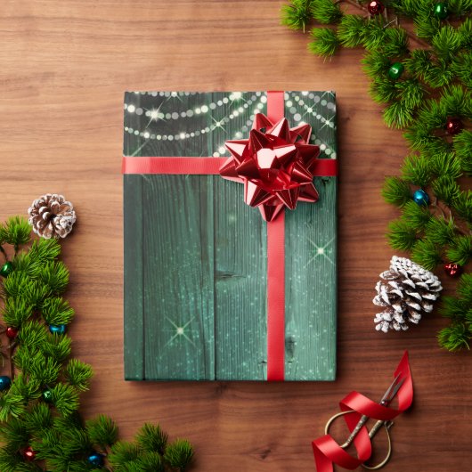 緑の素朴妖精の光がクリスマスを輝く ラッピングペーパー (クリスマスギフト)