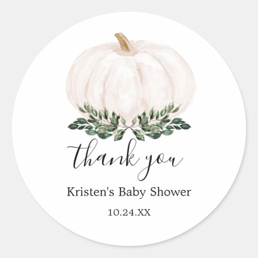 緑の素朴小さなかぼちゃありがとう ラウンドシール (正面)
