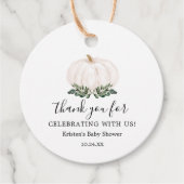 緑の素朴小さなかぼちゃの赤ちゃんシャワー フェイバータグ (正面)