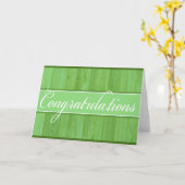 緑の素朴木材おめでとうのグリーティングカード カード (黄色い花)