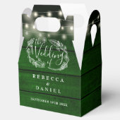 緑の素朴木材ストリングライトのフローラ結婚の フェイバーボックス (オープン)