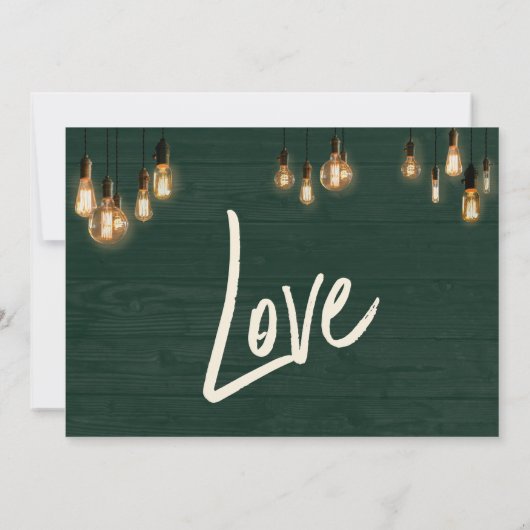 緑の素朴木製エジソンライト日付を保存 セーブザデート (裏面)