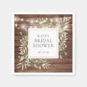 緑の素朴木製ストリングライトブライダルシャワー スタンダードカクテルナプキン (正面)