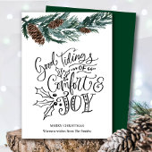 緑の素朴松のコーン心地よいの喜びの良いタイディング シーズンカード