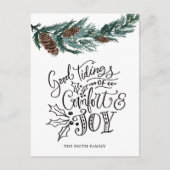 緑の素朴松のコーン心地よいの喜びの良いタイディング ポストカード (正面)