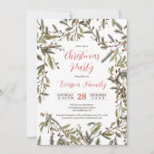 緑の素朴松の枝クリスマスエレガントパーティー 招待状 (正面)