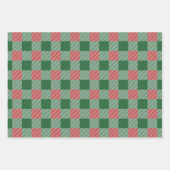 緑の素朴格子模様のクリスマス ラッピングペーパーシート (正面3)