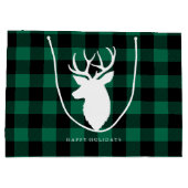 緑の素朴格子模様のクリスマス ラージペーパーバッグ (裏面)