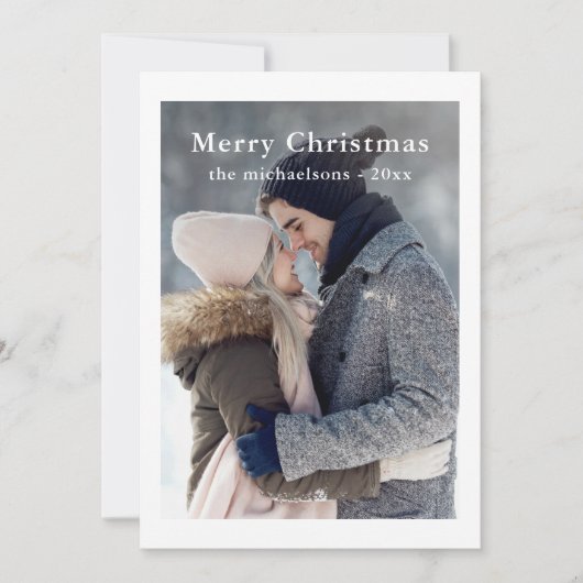 緑の素朴格子模様メリークリスマスフォトホリデー シーズンカード (正面)