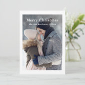 緑の素朴格子模様メリークリスマスフォトホリデー シーズンカード (スタンド正面)