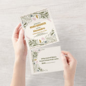 緑の素朴森のシダの赤ちゃんシャワー オールインワン招待状 (貼ってはがせる)