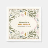 緑の素朴森のシダの赤ちゃんシャワー スタンダードカクテルナプキン (正面)