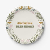 緑の素朴森のシダの赤ちゃんシャワー ペーパープレート (正面)