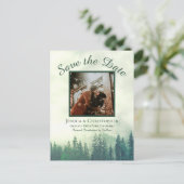 緑の素朴森の結婚式の日付写真を保存 案内ポストカード (スタンド正面)