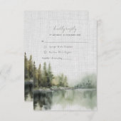 緑の素朴森の結婚式RSVPカード エンクロージャーカード (正面/裏面)