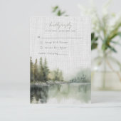 緑の素朴森の結婚式RSVPカード エンクロージャーカード (スタンド正面)