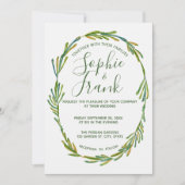 緑の素朴葉のパーソナライズされた結婚式招待状 招待状 (正面)