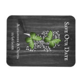 緑の素朴蝶は日付磁石を保存 マグネット (横)