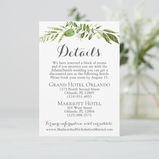 緑の素朴詳細結婚カードがリーフを挿入 エンクロージャーカード (スタンド正面)