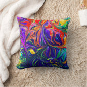緑の紫とオレンジの抽象芸術絵画の クッション (ブランケット)