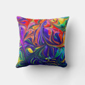 緑の紫とオレンジの抽象芸術絵画の クッション (裏面)