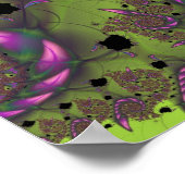 緑の紫とピンクの花びらのシェイプを使用したフラクタル ポスター (角)