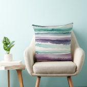 緑の紫と白の抽象芸術ストライプ クッション (椅子)