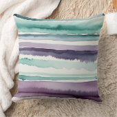 緑の紫と白の抽象芸術ストライプ クッション (ブランケット)