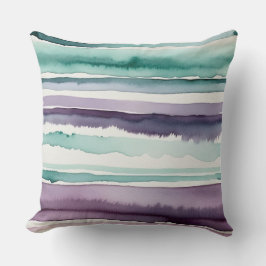 緑の紫と白の抽象芸術ストライプ クッション