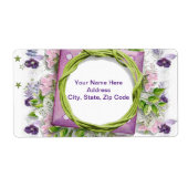 緑の紫のフローラモノグラムラベル ラベル (正面)